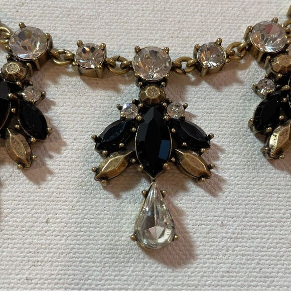 J. Crew golden crystal & black statement necklace - Picture 5 of 9